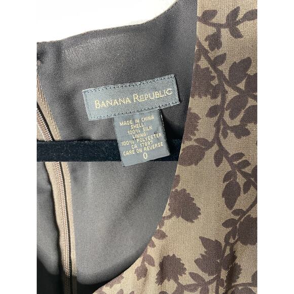 Vintage Banana Republic Y2K Neutral Brown Two-Tone Floral 100% Silk Maxi Dress 0 - Picture 3 of 9